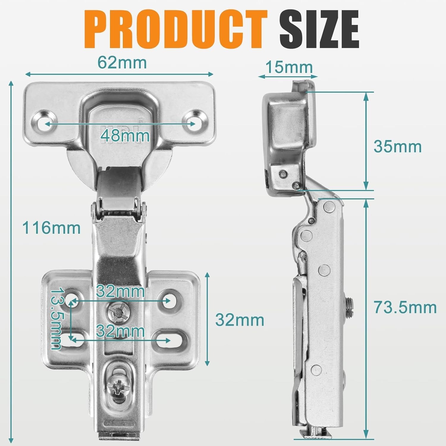 Full Overlay Soft Close Cabinet Hinges, 2 Pack: image 3
