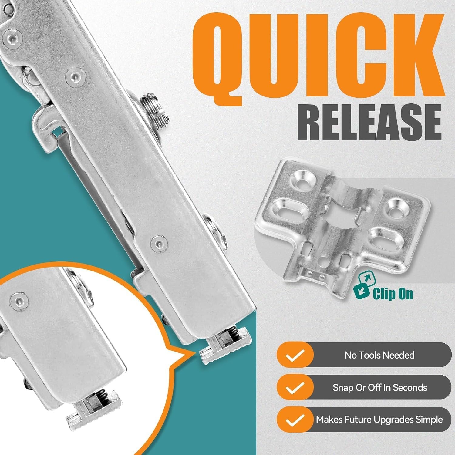 Full Overlay Soft Close Cabinet Hinges, 2 Pack: image 4