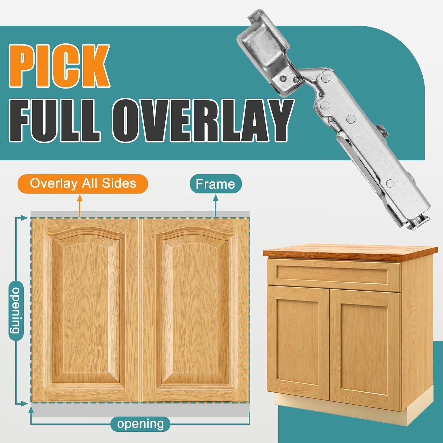 Full Overlay Soft Close Cabinet Hinges, 2 Pack: image 8