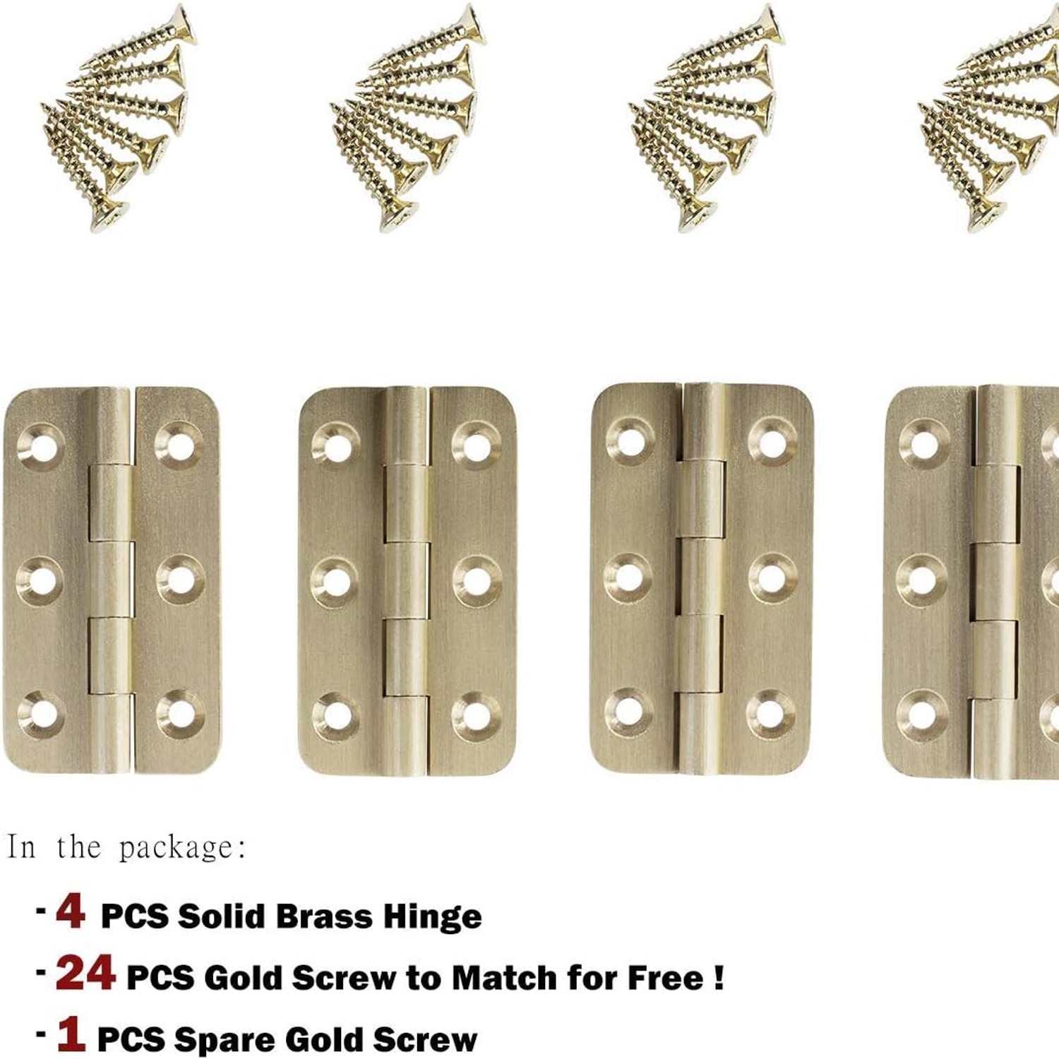 Keenkee Solid Brass Butt Hinges, 4 Pack: image 6
