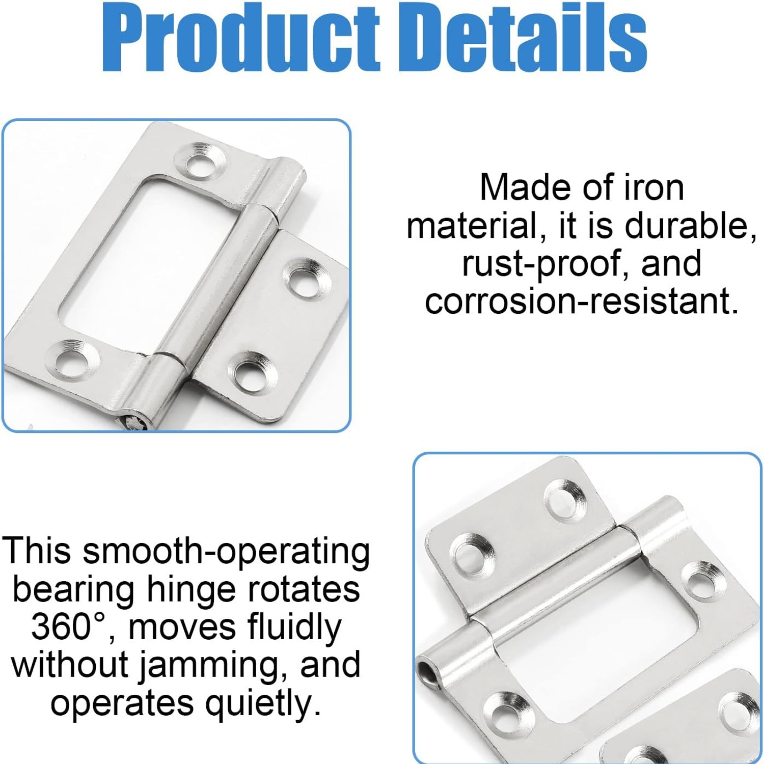 50mm Stainless Steel Flush Hinges: image 3