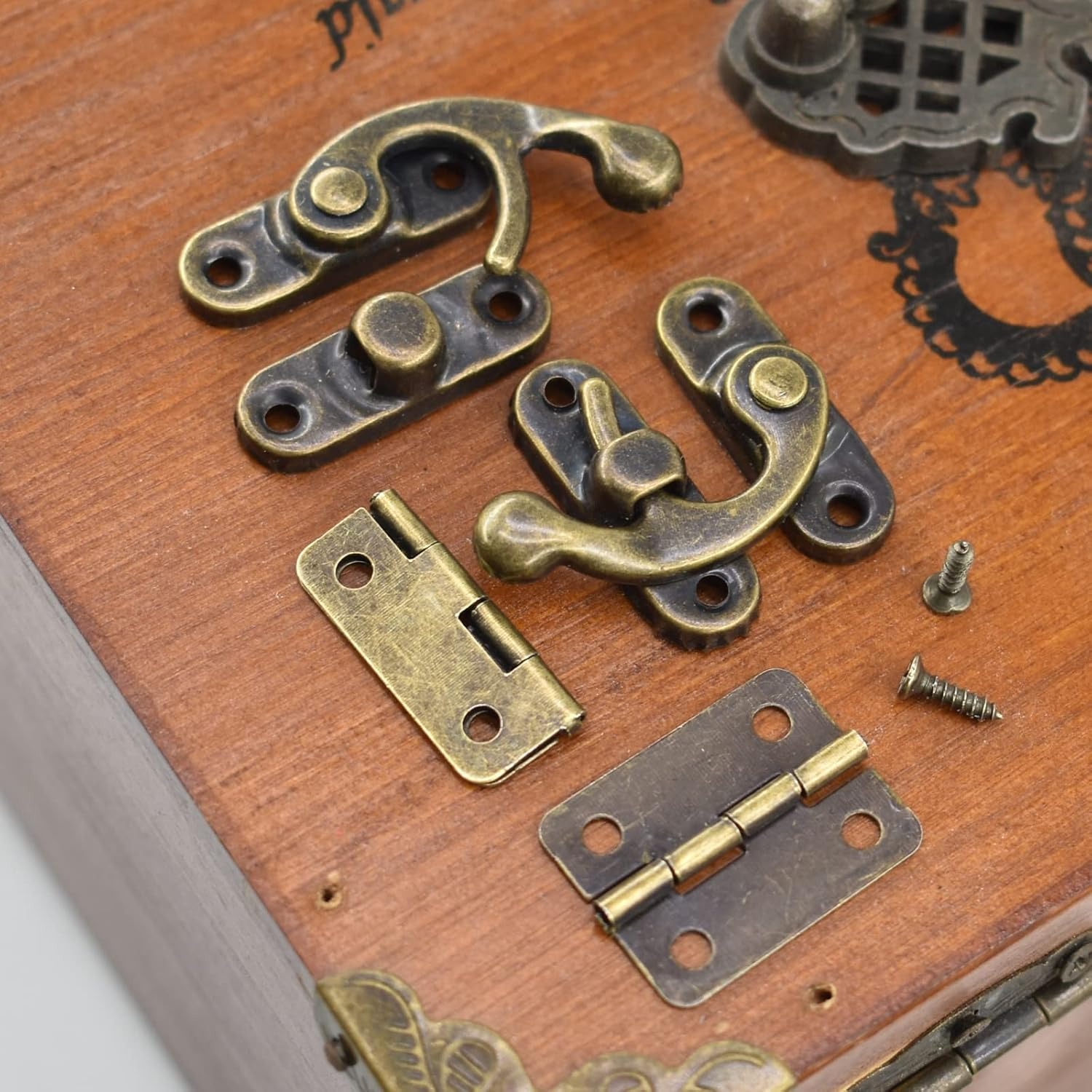 Antique Bronze Box Hinge and Latch Set: image 6