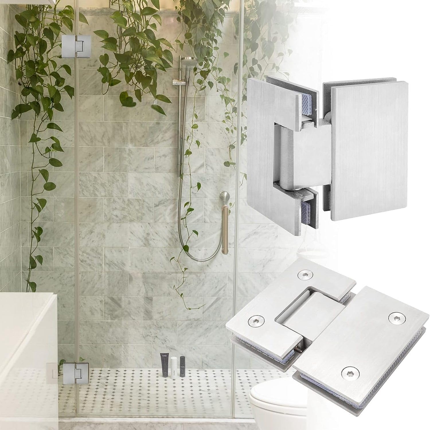 Veumoie Brushed Glass Shower Door Hinges: image 4