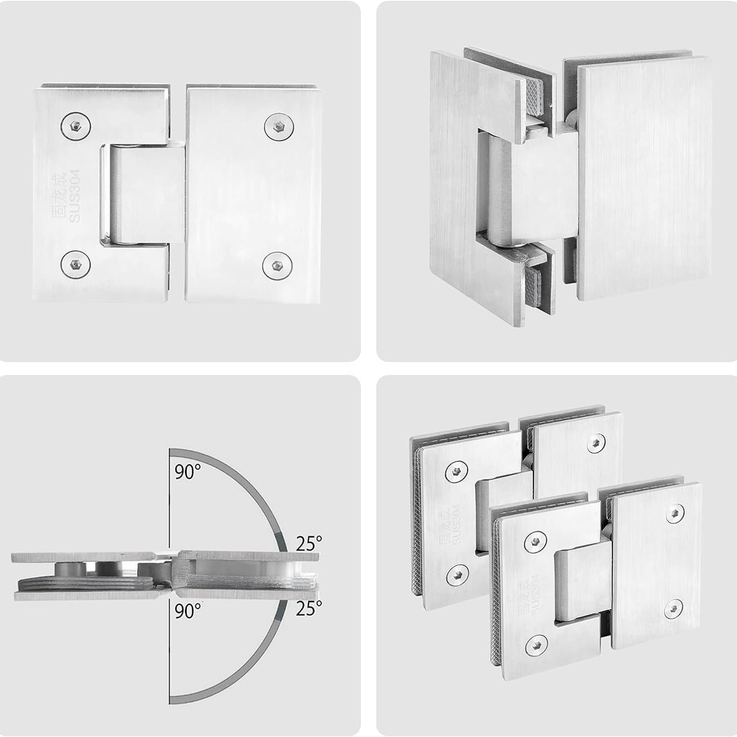 Veumoie Brushed Glass Shower Door Hinges: image 5