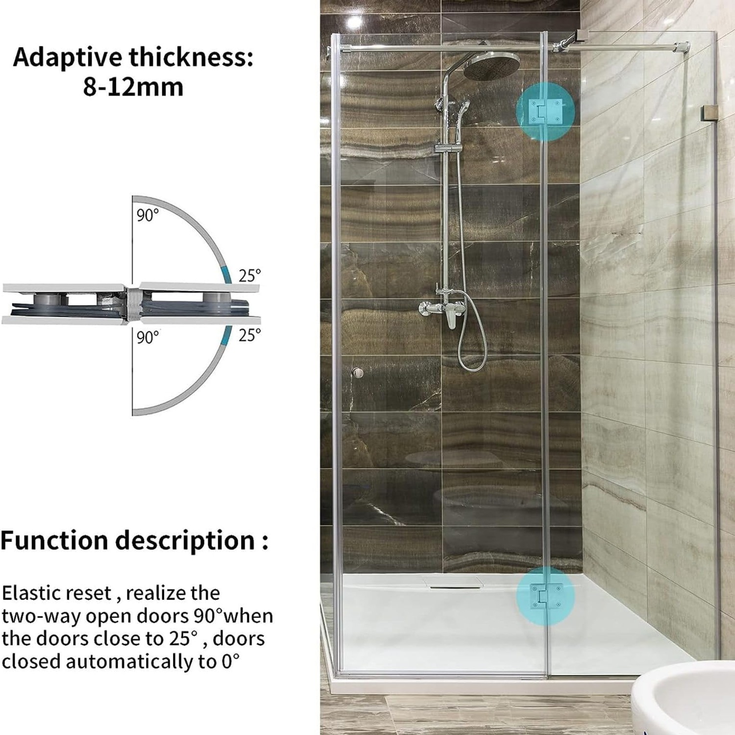 Veumoie Brushed Glass Shower Door Hinges: image 7